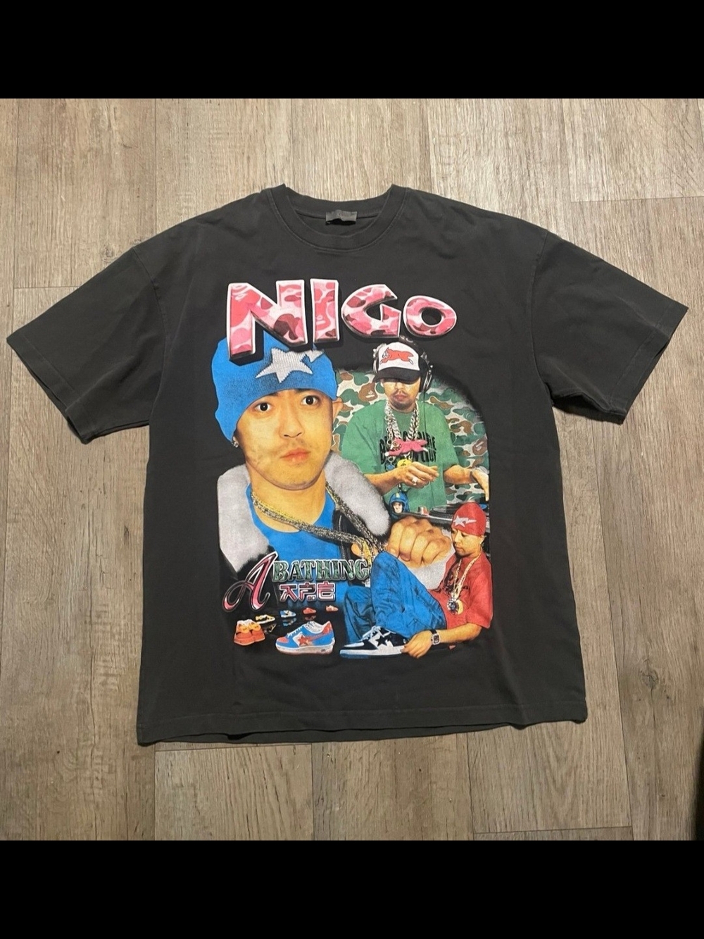 Marino Morwood Nigo Homage Rap Tee BAPE Vintage Black Large